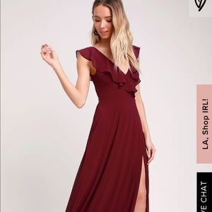 LuLu’s Exclusive Ruffled Lace-Up Maxi Dress